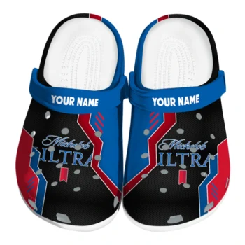 Personalized Michelob Ultra Strikes Black Blue Clogs