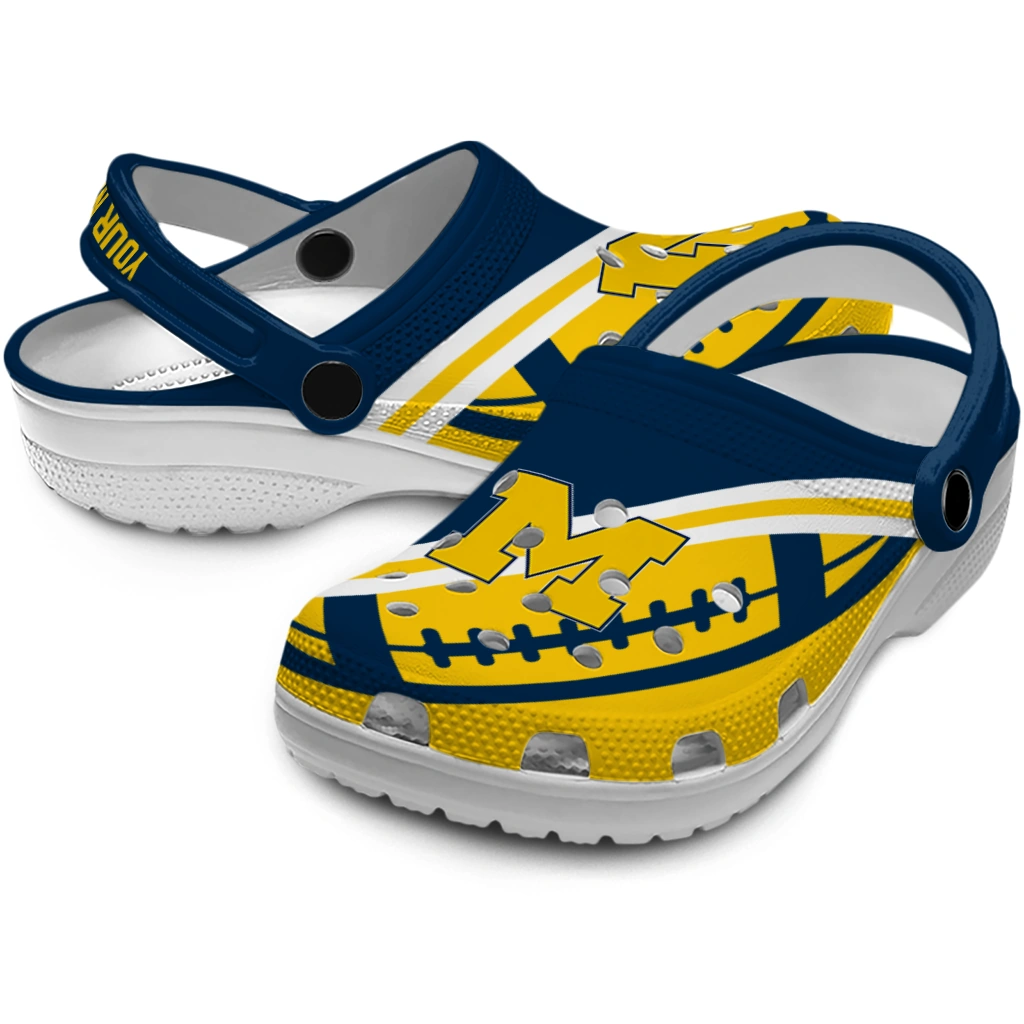 personalized-michigan-wolverines-football-motif-clogs-high-quality