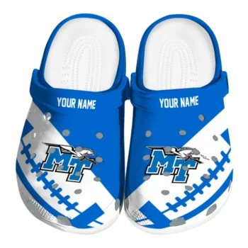 Personalized Middle Tennessee Blue Raiders Football Motif Clogs