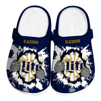 Personalized Miller Lite Punch Effect Navy White Clogs