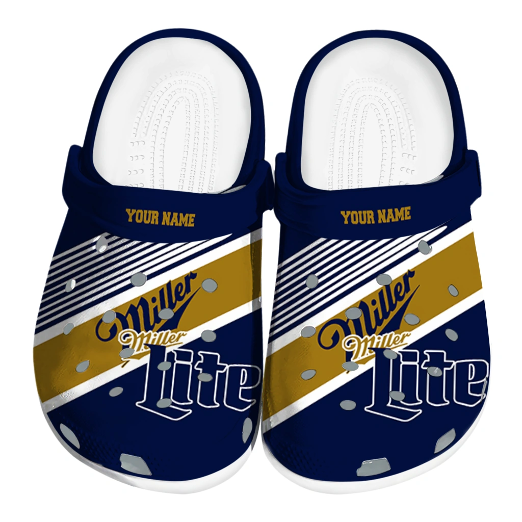 personalized-miller-lite-streak-navy-gold-clogs-best-selling-hey-clogs.webp personalized miller lite streak navy gold clogs best selling hey clogs