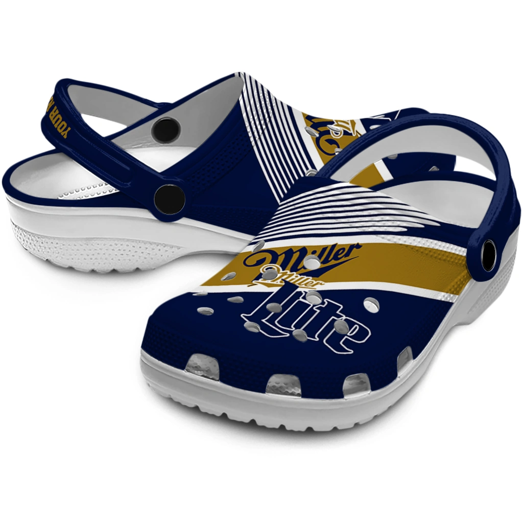 personalized-miller-lite-streak-navy-gold-clogs-high-quality-hey-clogs.webp