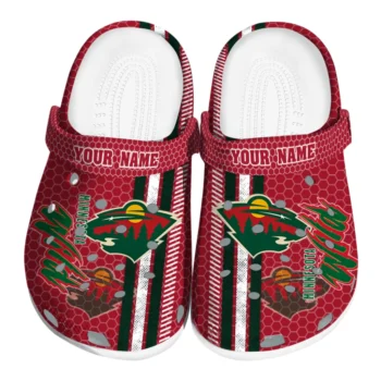 Personalized Minnesota Wild Contrasting Stripes Clogs
