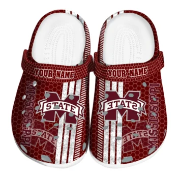 Personalized Mississippi State Bulldogs Contrasting Stripes Clogs