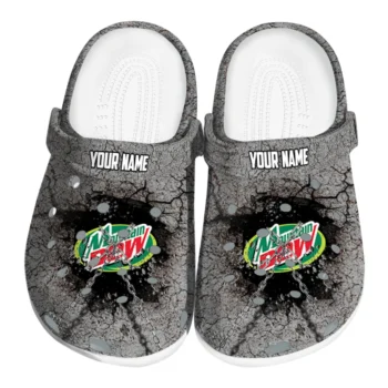 Personalized Mountain Dew Cracked Pattern Gray Green Clogs
