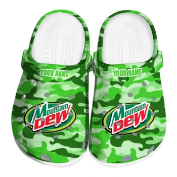 Personalized Mountain Dew Green Camou Green Clogs