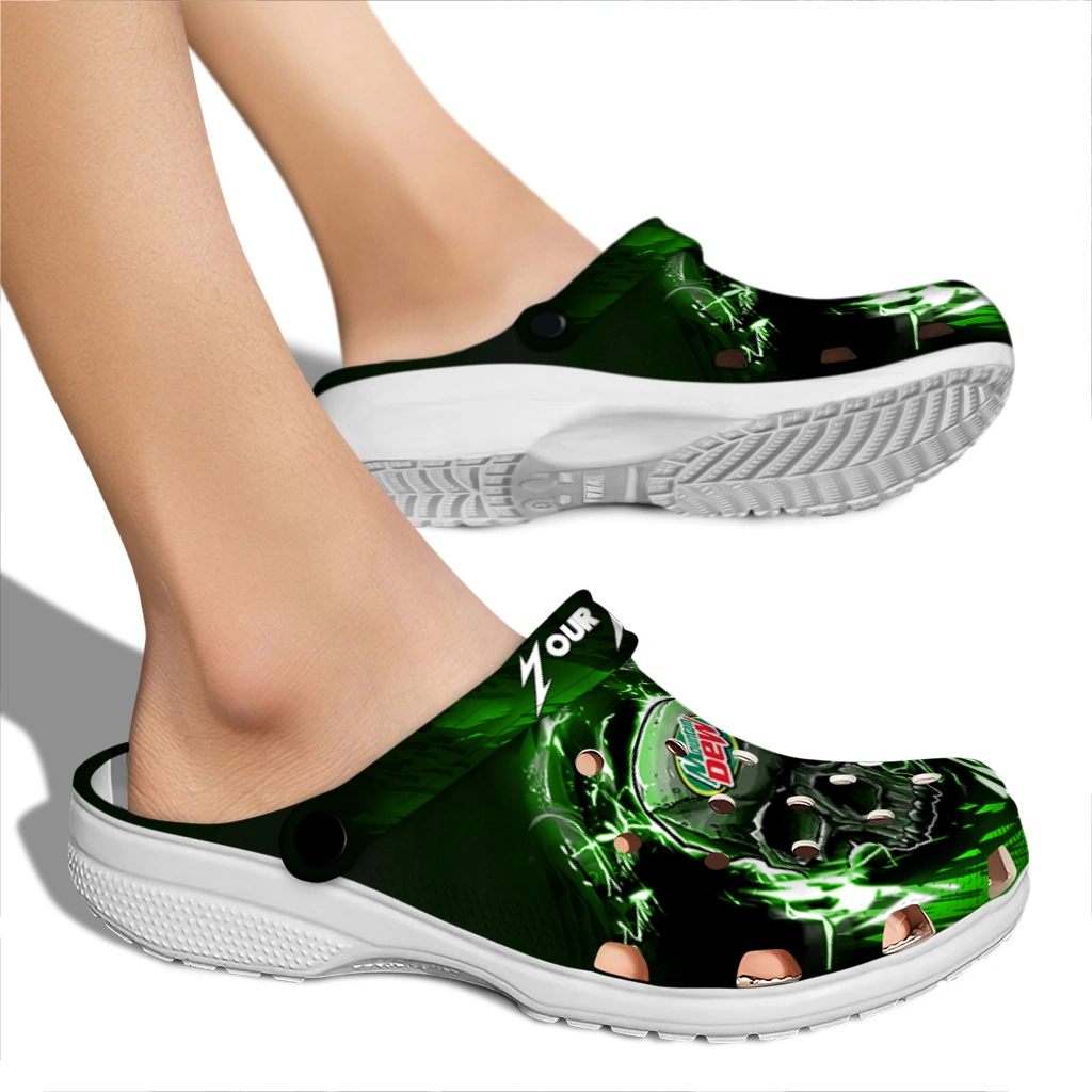 personalized-mountain-dew-skull-burst-black-green-clogs-fashion-forward-hey-clogs.webp