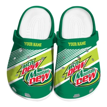 Personalized Mountain Dew Strikes Green Yellow Clogs