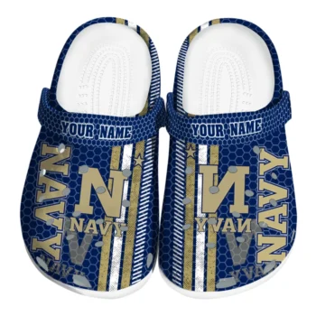 Personalized Navy Midshipmen Contrasting Stripes Clogs