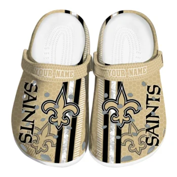 Personalized New Orleans Saints Contrasting Stripes Clogs