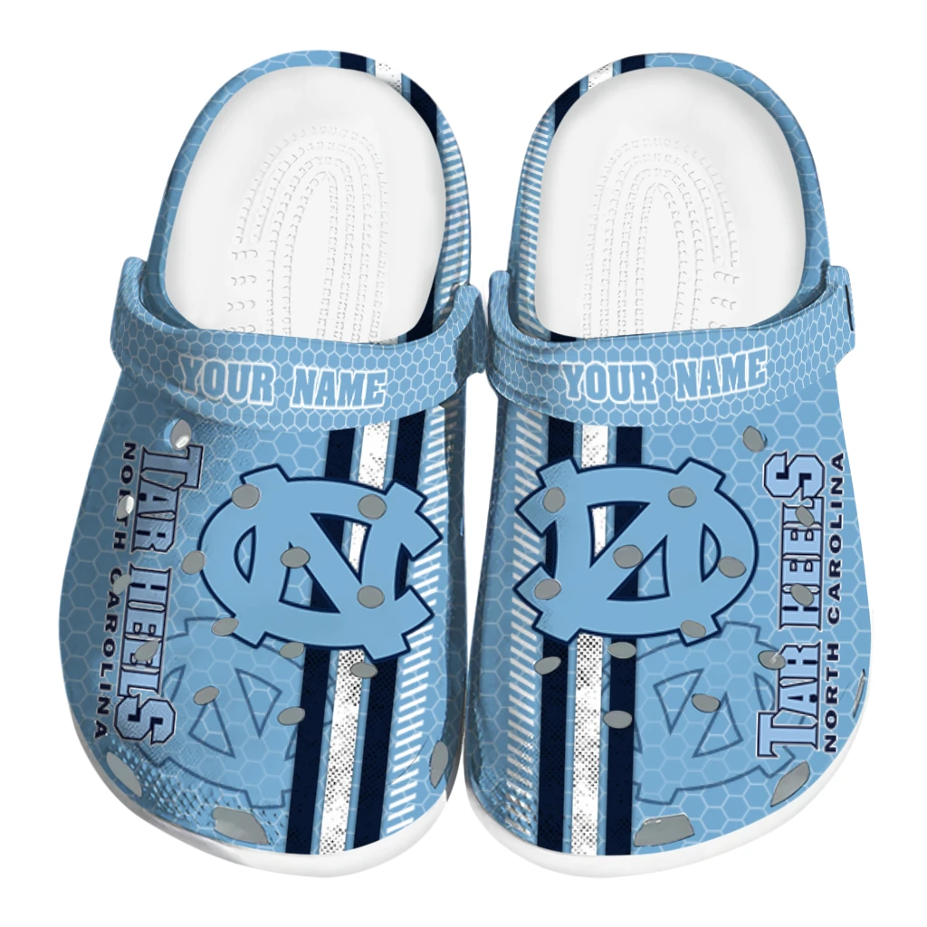 personalized-north-carolina-tar-heels-contrasting-stripes-clogs-best-selling personalized north carolina tar heels contrasting stripes clogs best selling