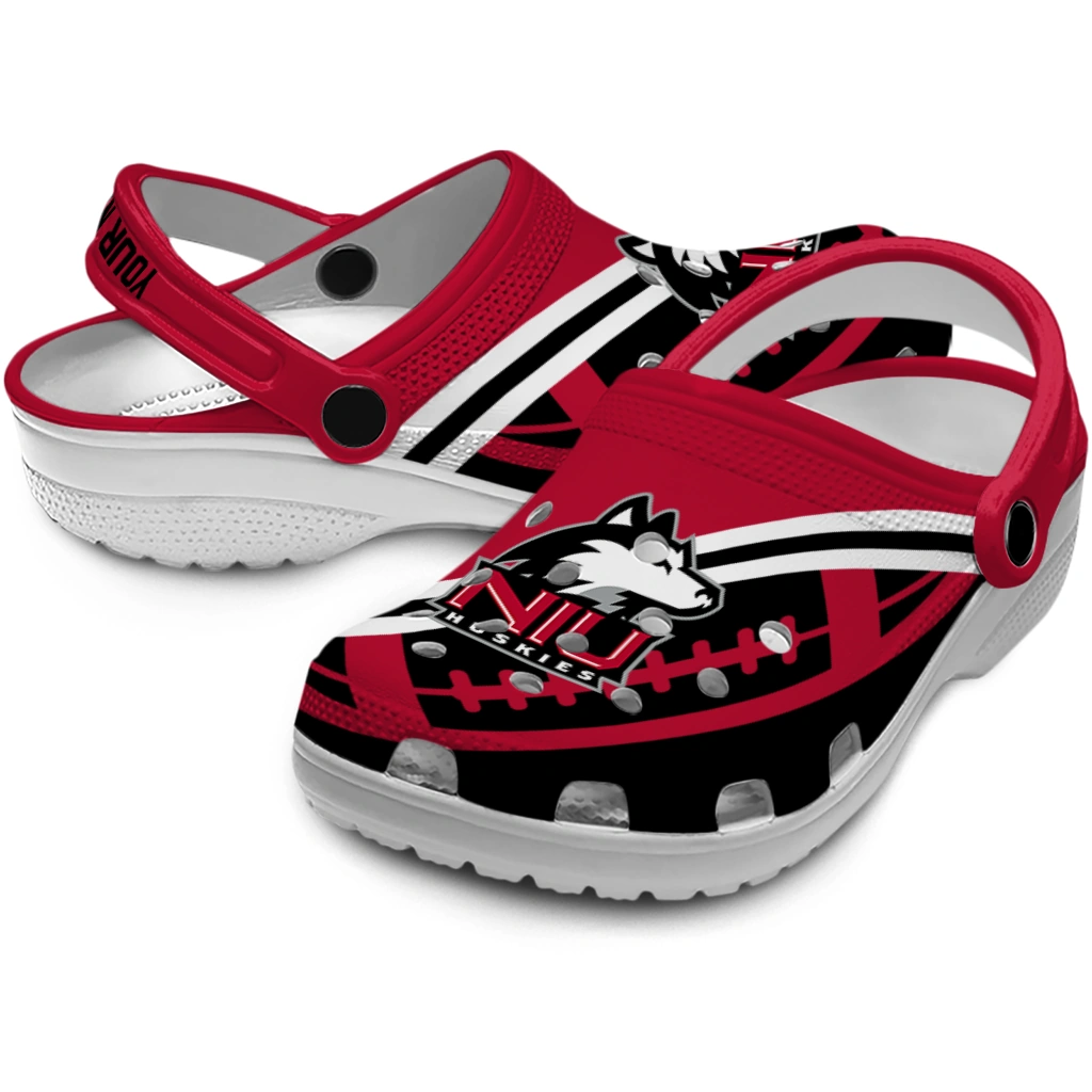 personalized-northern-illinois-huskies-football-motif-clogs-high-quality