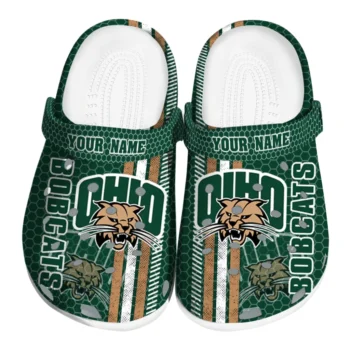 Personalized Ohio Bobcats Contrasting Stripes Clogs