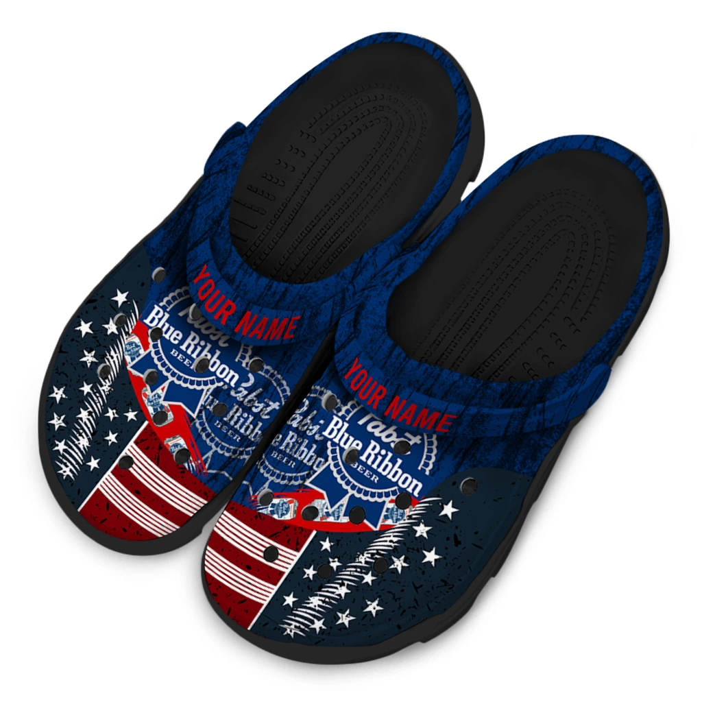 personalized-pabst-blue-ribbon-american-blue-red-clogs-latest-model-hey-clogs.webp