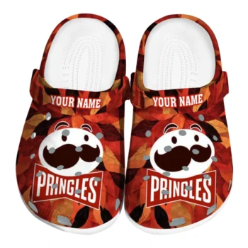 Personalized Pringles Autumn Leaf Red Brown Clogs