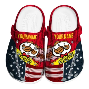Personalized Pringles USA Patterns Red Navy Clogs