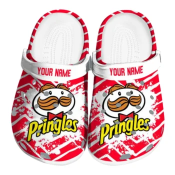 Personalized Pringles Wavy Chevron Red White Clogs