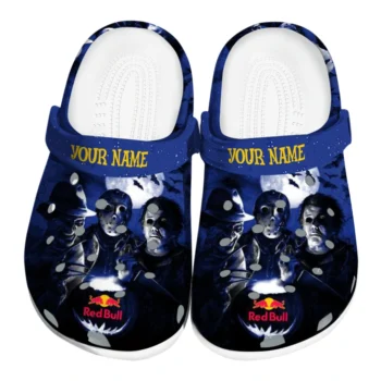 Personalized Red Bull Creepy Night Blue White Clogs
