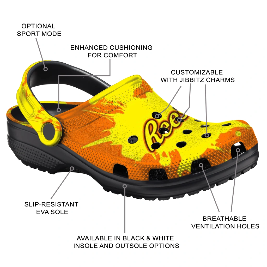 personalized-reeses-burst-orange-yellow-clogs-new-arrival-hey-clogs.webp