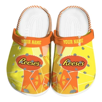 Personalized Reese's Lines Yellow Orange Clogs