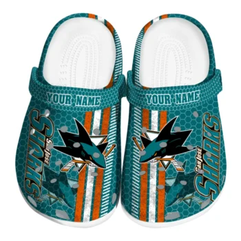Personalized San Jose Sharks Contrasting Stripes Clogs