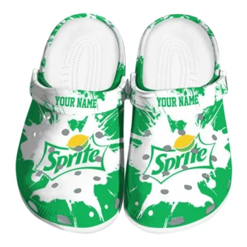 Personalized Sprite Lemon Spot Green White Clogs
