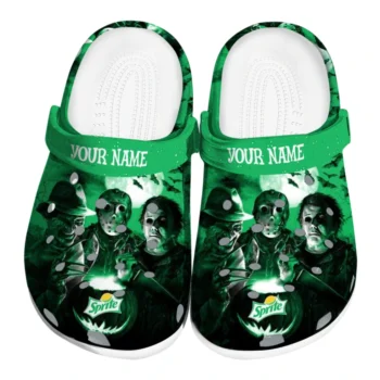 Personalized Sprite Masked Trio Green Black Clogs