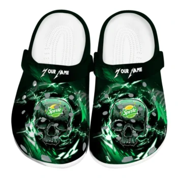 Personalized Sprite Skull Design Black Green Clogs