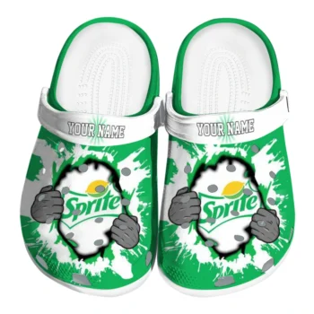 Personalized Sprite Torn Logo Green White Clogs