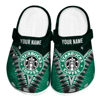 Personalized Starbucks Green Motif Green Black Clogs