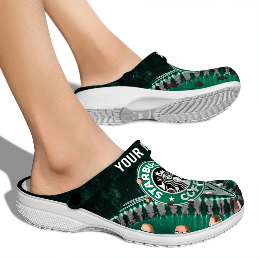 personalized-starbucks-green-motif-green-black-clogs-fashion-forward-hey-clogs.webp