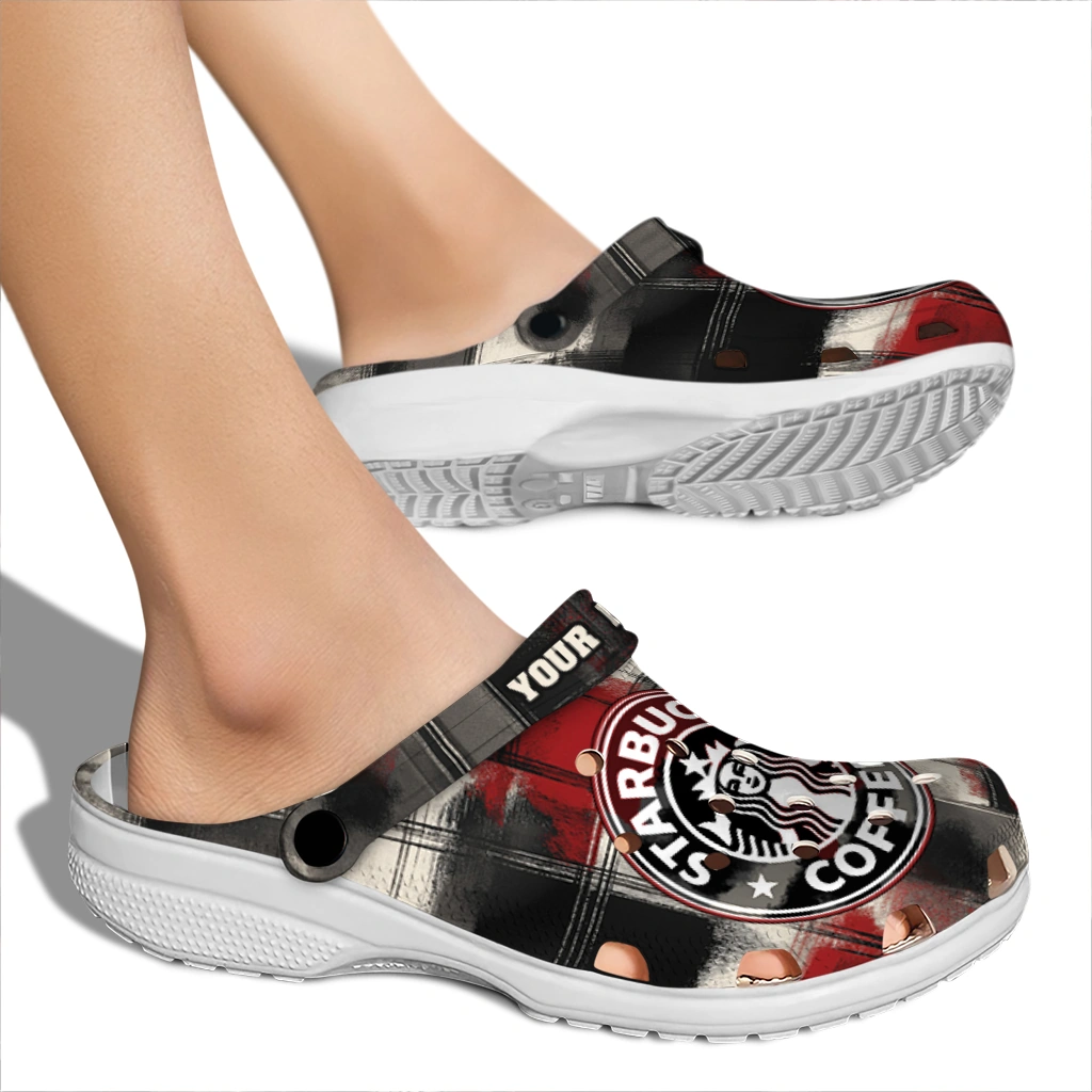 personalized-starbucks-grunge-red-black-clogs-fashion-forward-hey-clogs.webp
