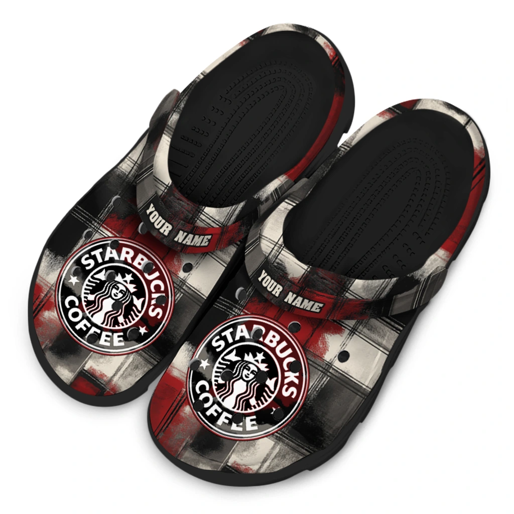 personalized-starbucks-grunge-red-black-clogs-latest-model-hey-clogs.webp