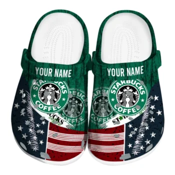 Personalized Starbucks USA Blend Green Red Clogs