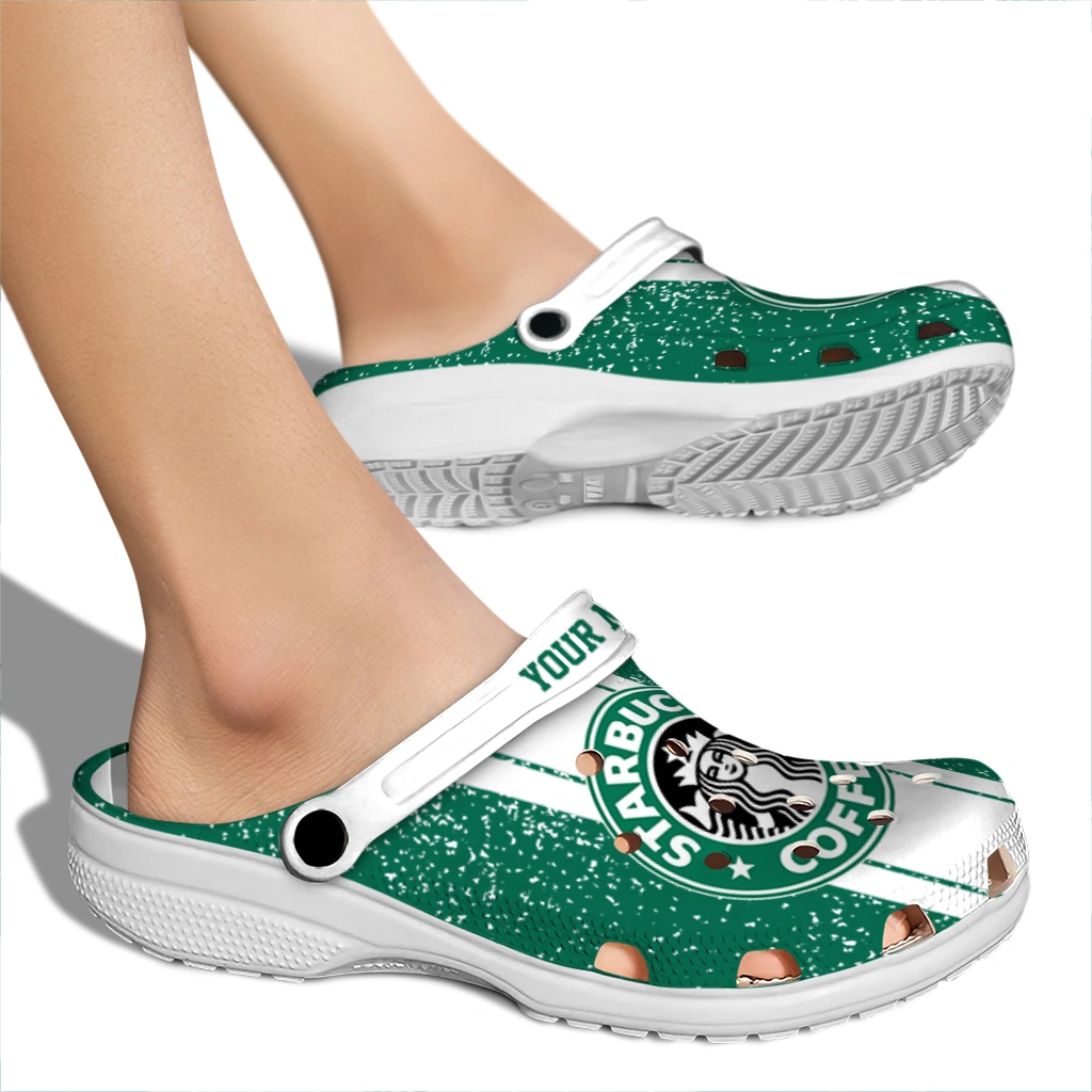 personalized-starbucks-white-line-green-white-clogs-fashion-forward-hey-clogs.webp