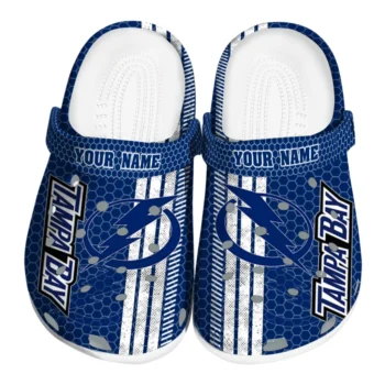 Personalized Tampa Bay Lightning Contrasting Stripes Clogs