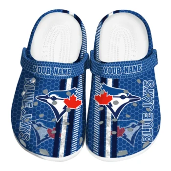 Personalized Toronto Blue Jays Contrasting Stripes Clogs