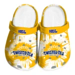 personalized-twisted-tea-splash-burst-yellow-white-clogs-best-selling-hey-clogs.webp