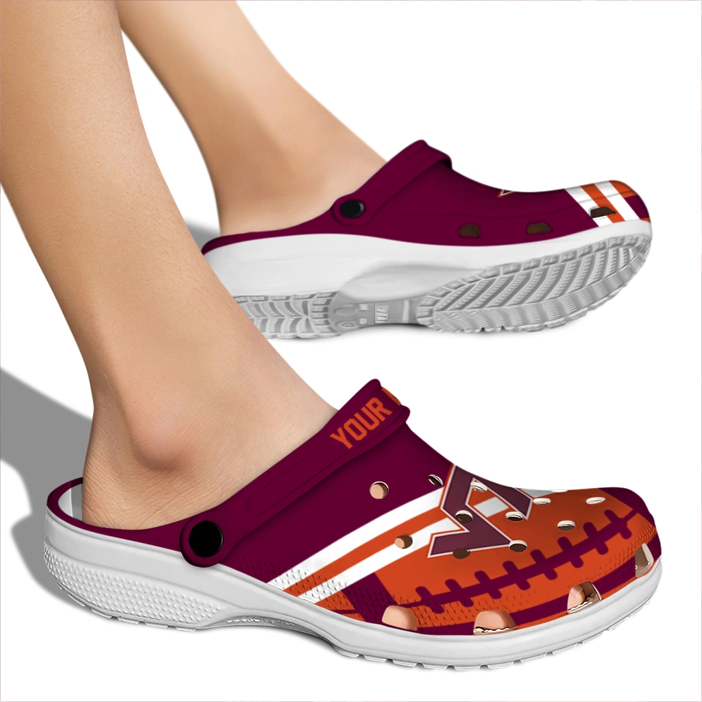 personalized-virginia-tech-hokies-football-motif-clogs-fashion-forward