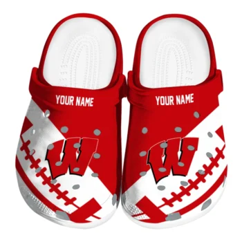 Personalized Wisconsin Badgers Football Motif Clogs