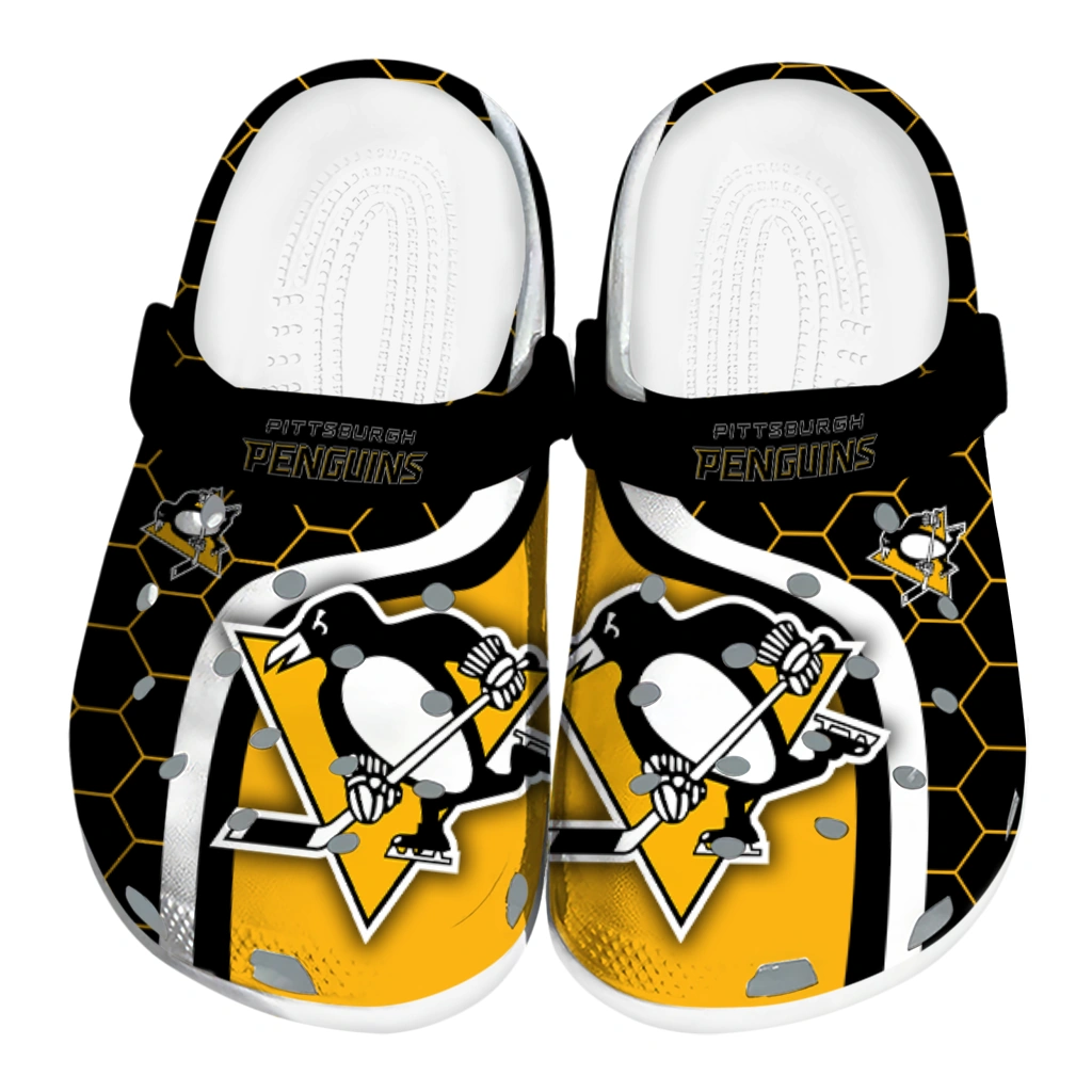 Pittsburgh Penguins Hexagon Grid Clogs