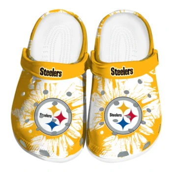 Pittsburgh Steelers Splatter Graphics Clogs