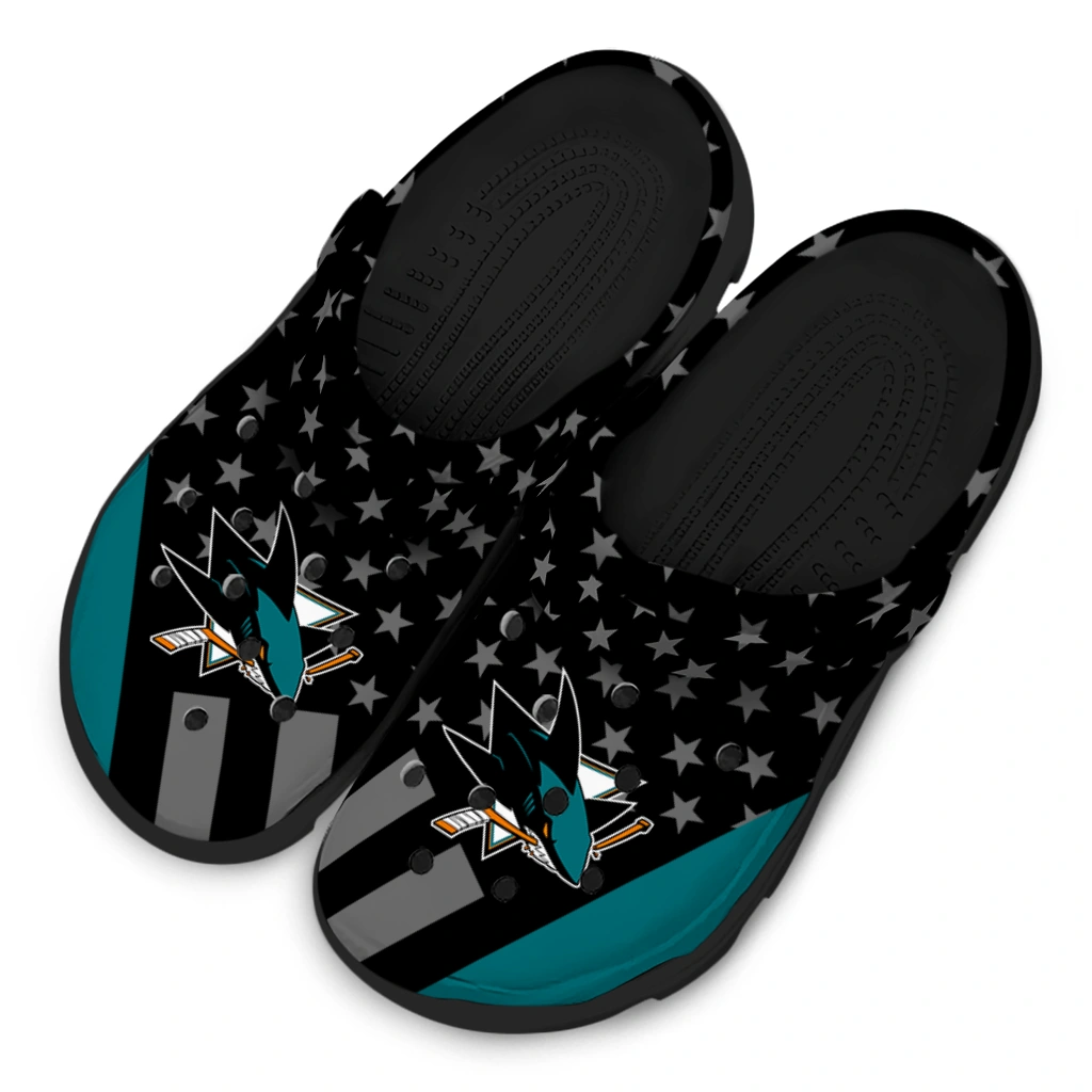 san-jose-sharks-stellar-stripes-theme-clogs-latest-model