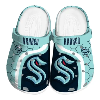 Seattle Kraken Hexagon Grid Clogs
