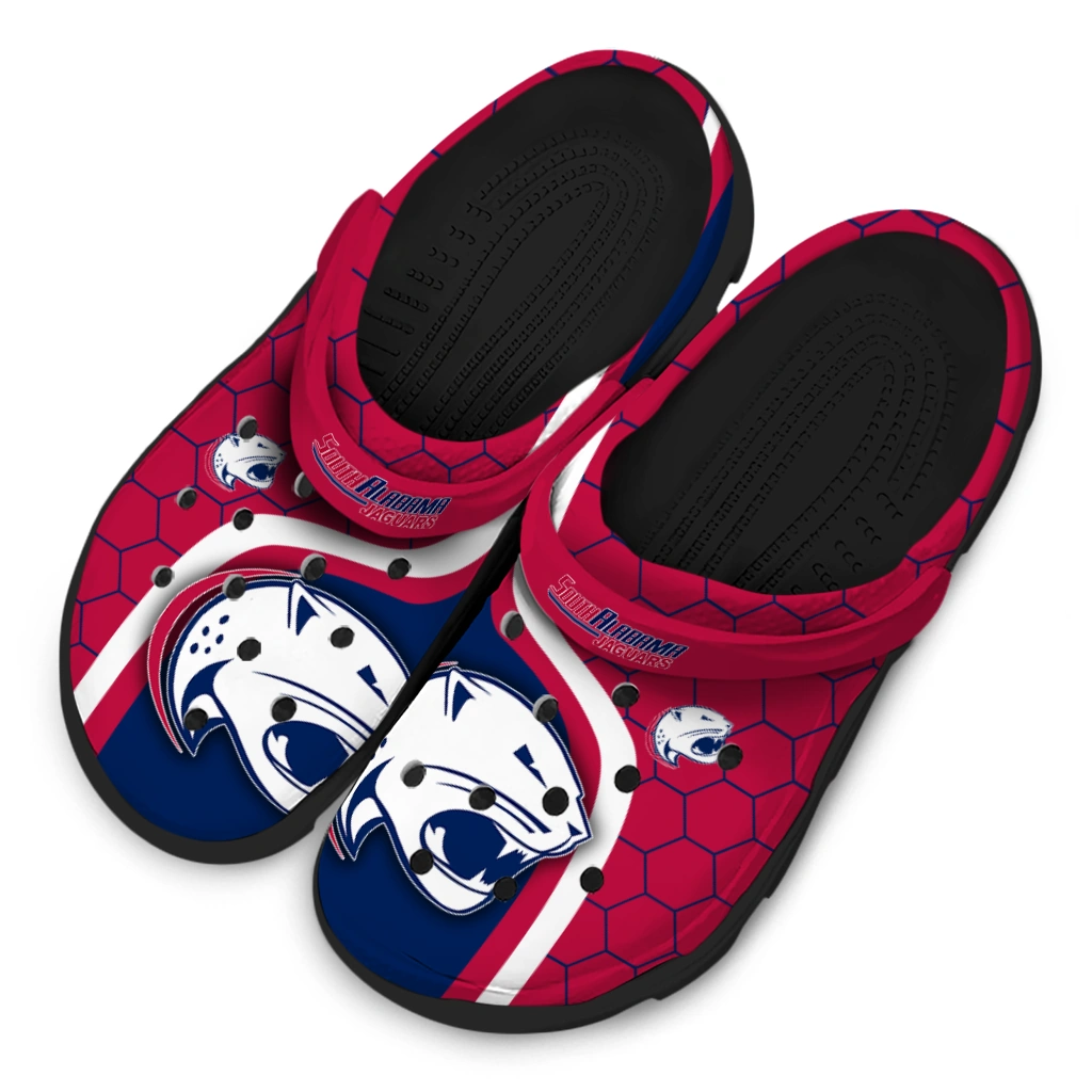 south-alabama-jaguars-hexagon-grid-clogs-latest-model