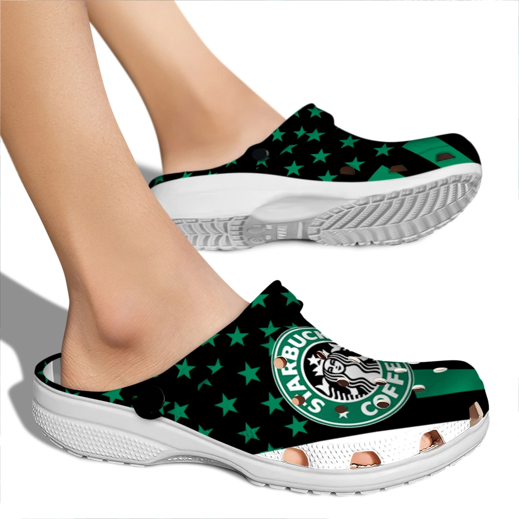 starbucks-green-star-black-green-clogs-fashion-forward-hey-clogs.webp