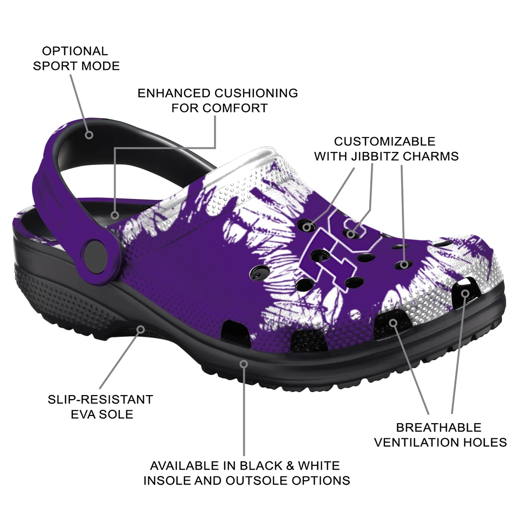 tcu-horned-frogs-splatter-graphics-clogs-new-arrival
