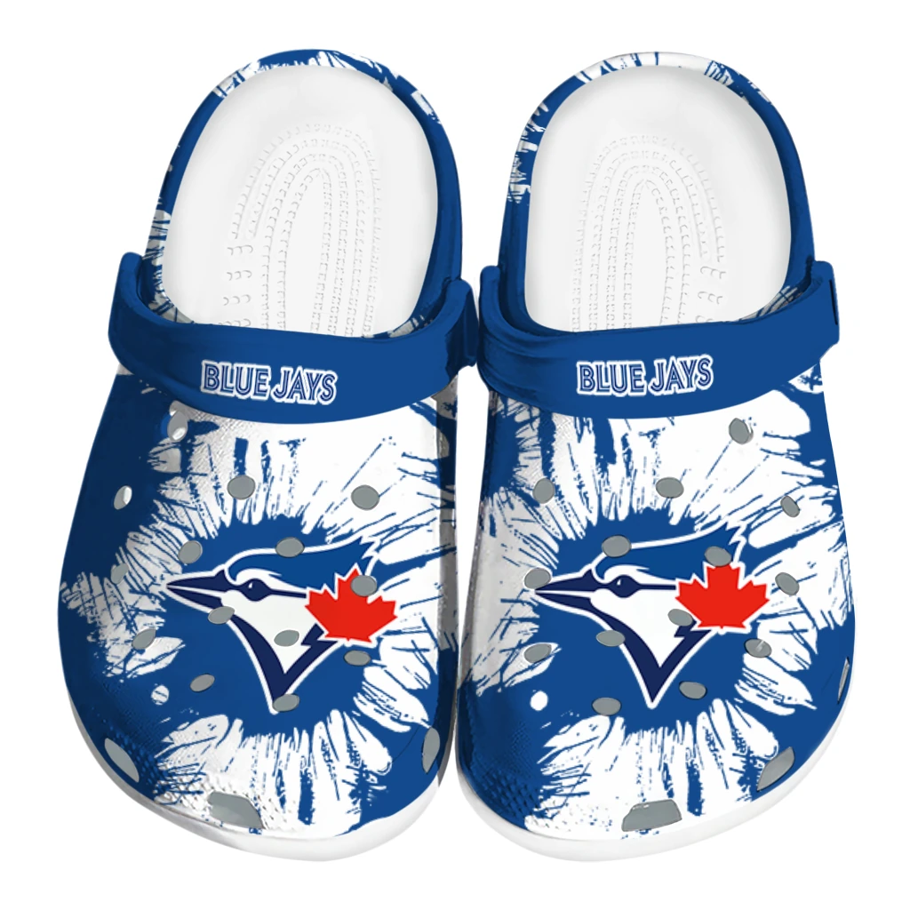 toronto-blue-jays-splatter-graphics-clogs-best-selling toronto blue jays splatter graphics clogs best selling