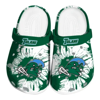 Tulane Green Wave Splatter Graphics Clogs