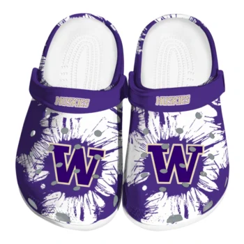 Washington Huskies Splatter Graphics Clogs